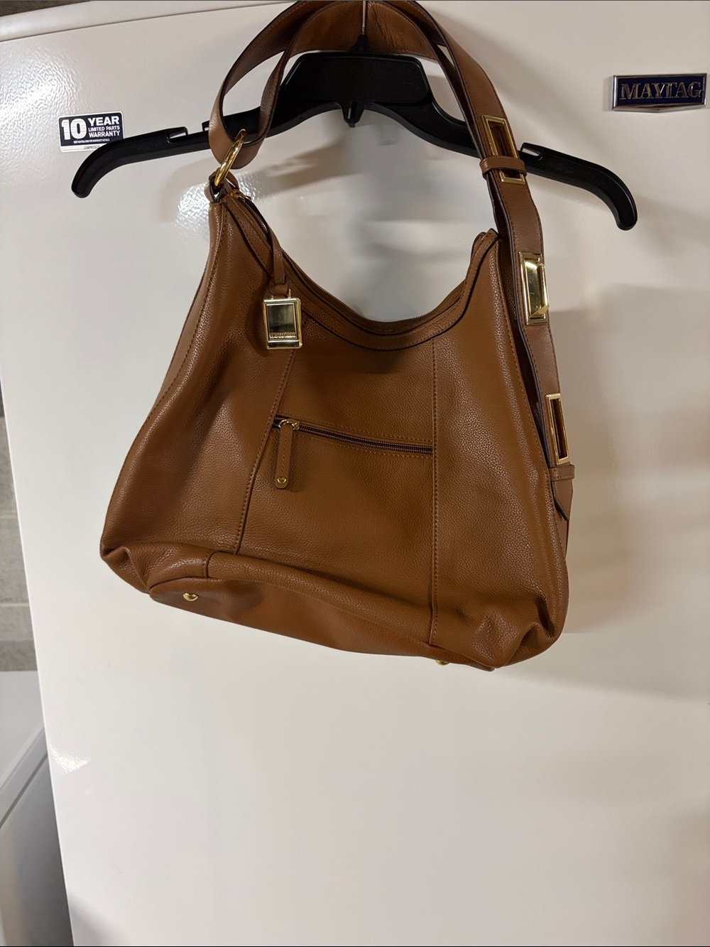 Tignanello Caramel Brown Pebbled Leather Shoulder Hobo